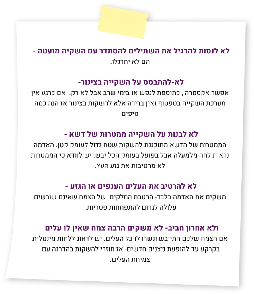 איך לא להשקות